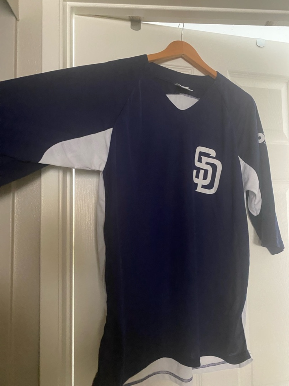 San Diego Padres Navy and White SD Logo Baseball Jersey